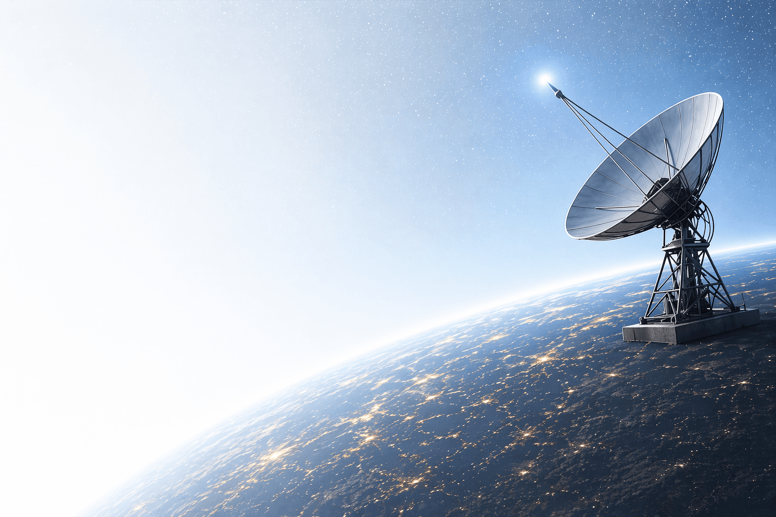 Satellite dish above Earth from orbit