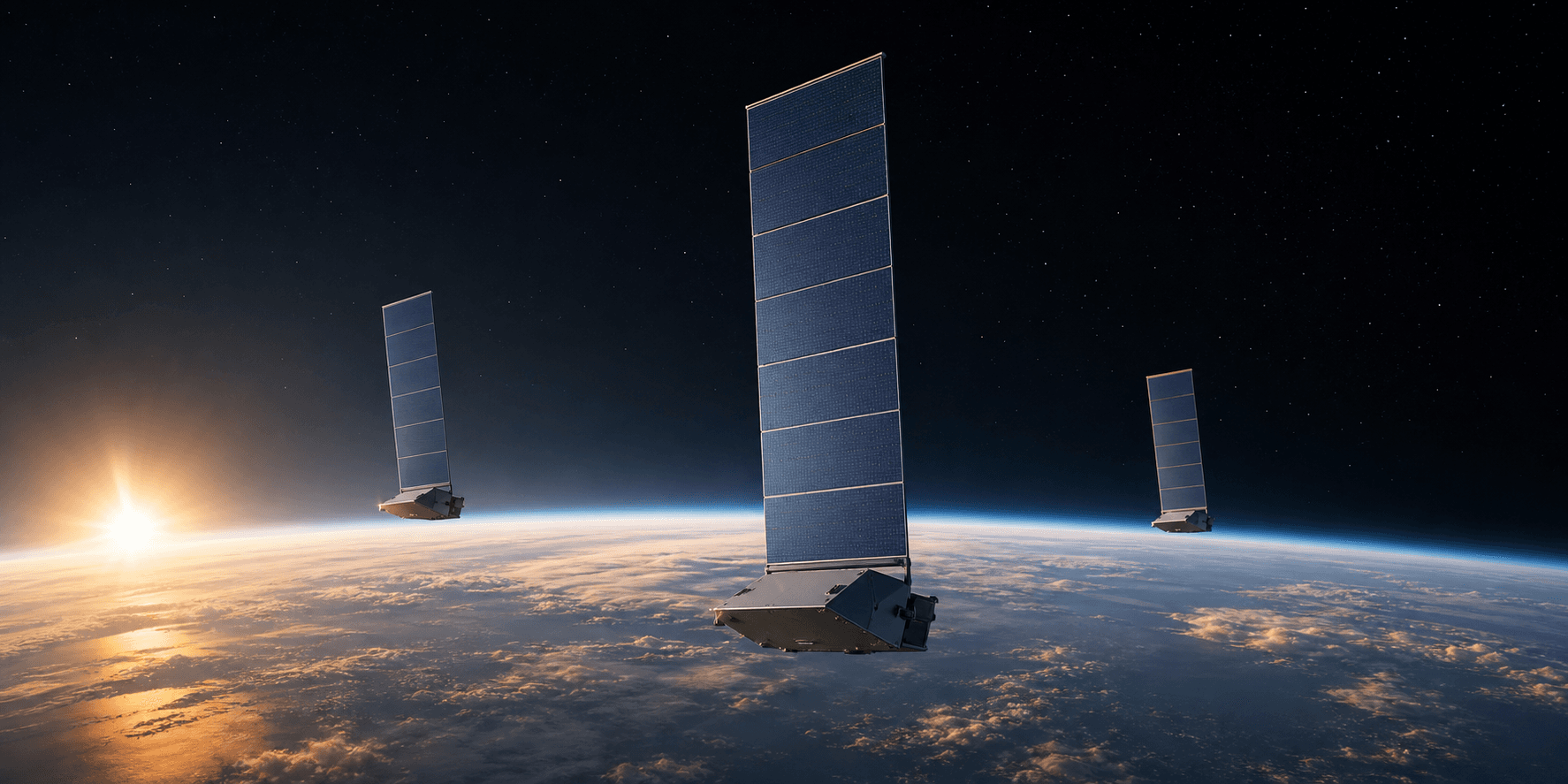 Communication satellites orbiting above Earth