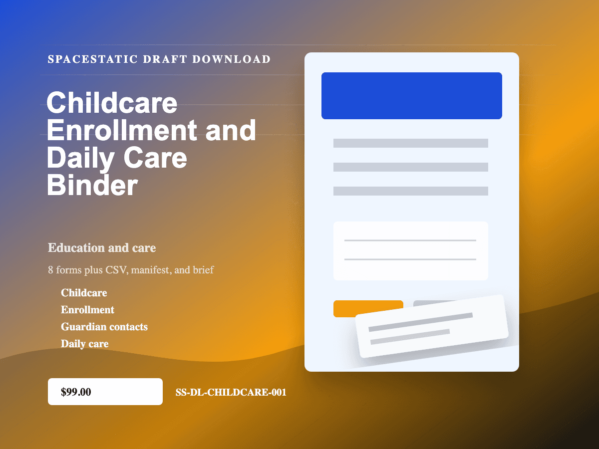 Childcare Enrollment and Daily Care Binder digital download mockup