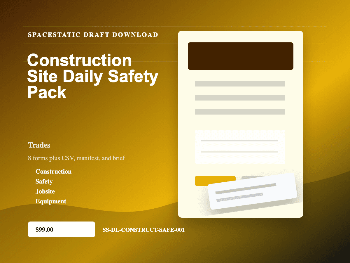 Construction Site Daily Safety Pack digital download mockup