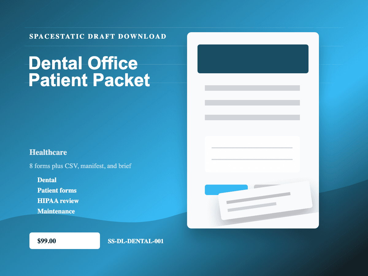 Dental Office Patient Packet digital download mockup
