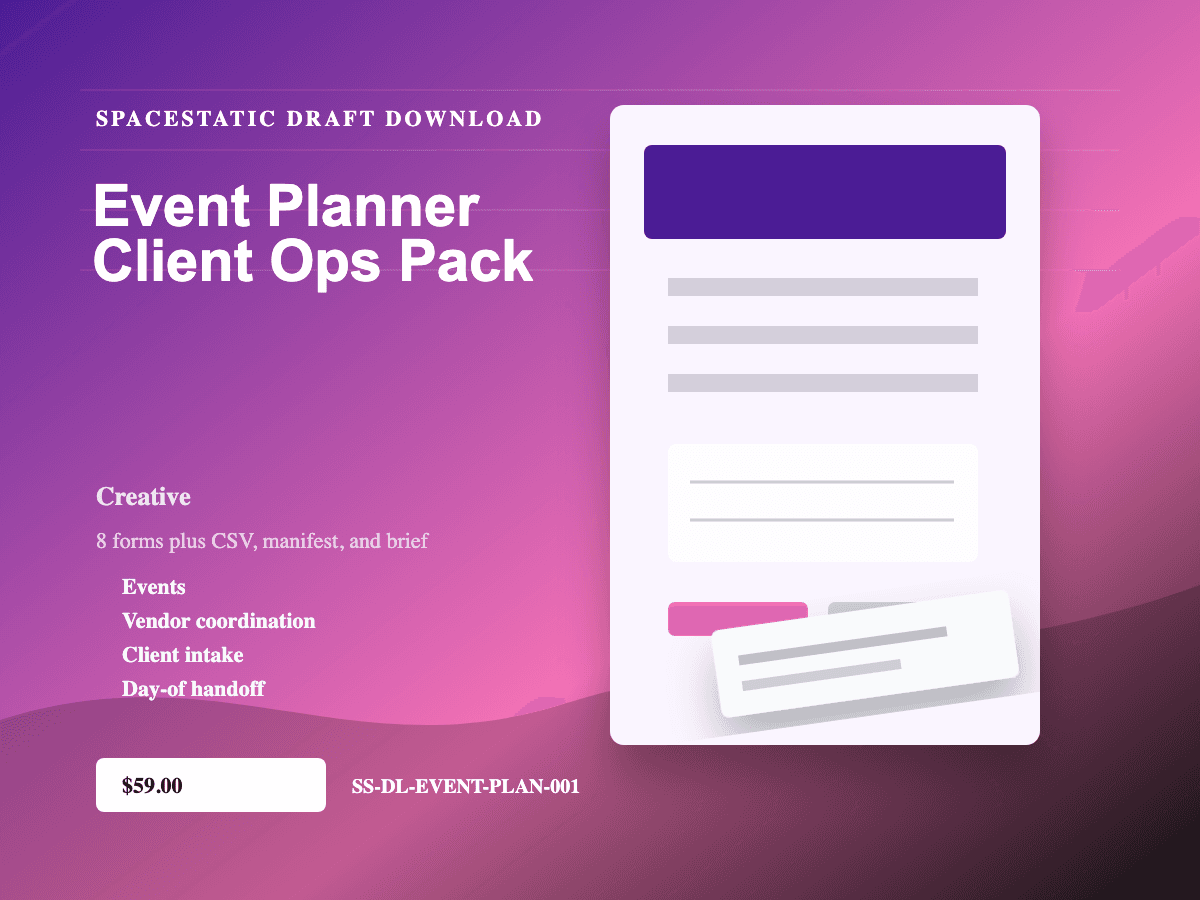 Event Planner Client Ops Pack digital download mockup