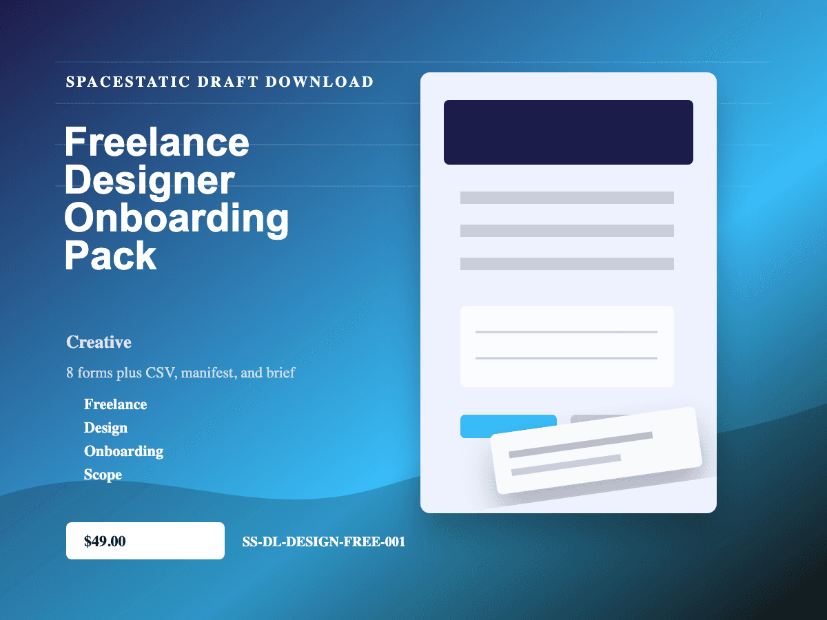 Freelance Designer Onboarding Pack digital download mockup