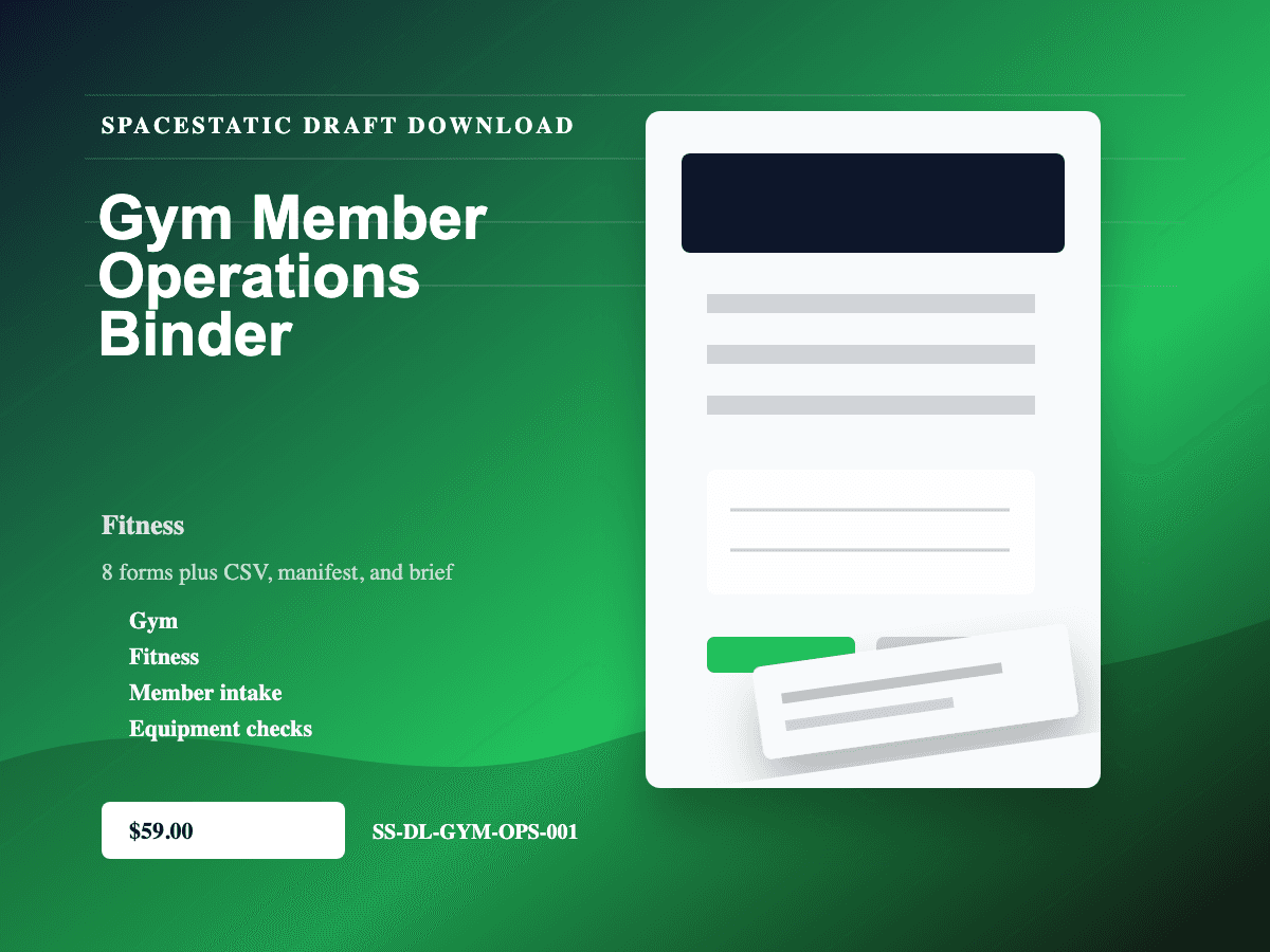 Gym Member Operations Binder digital download mockup
