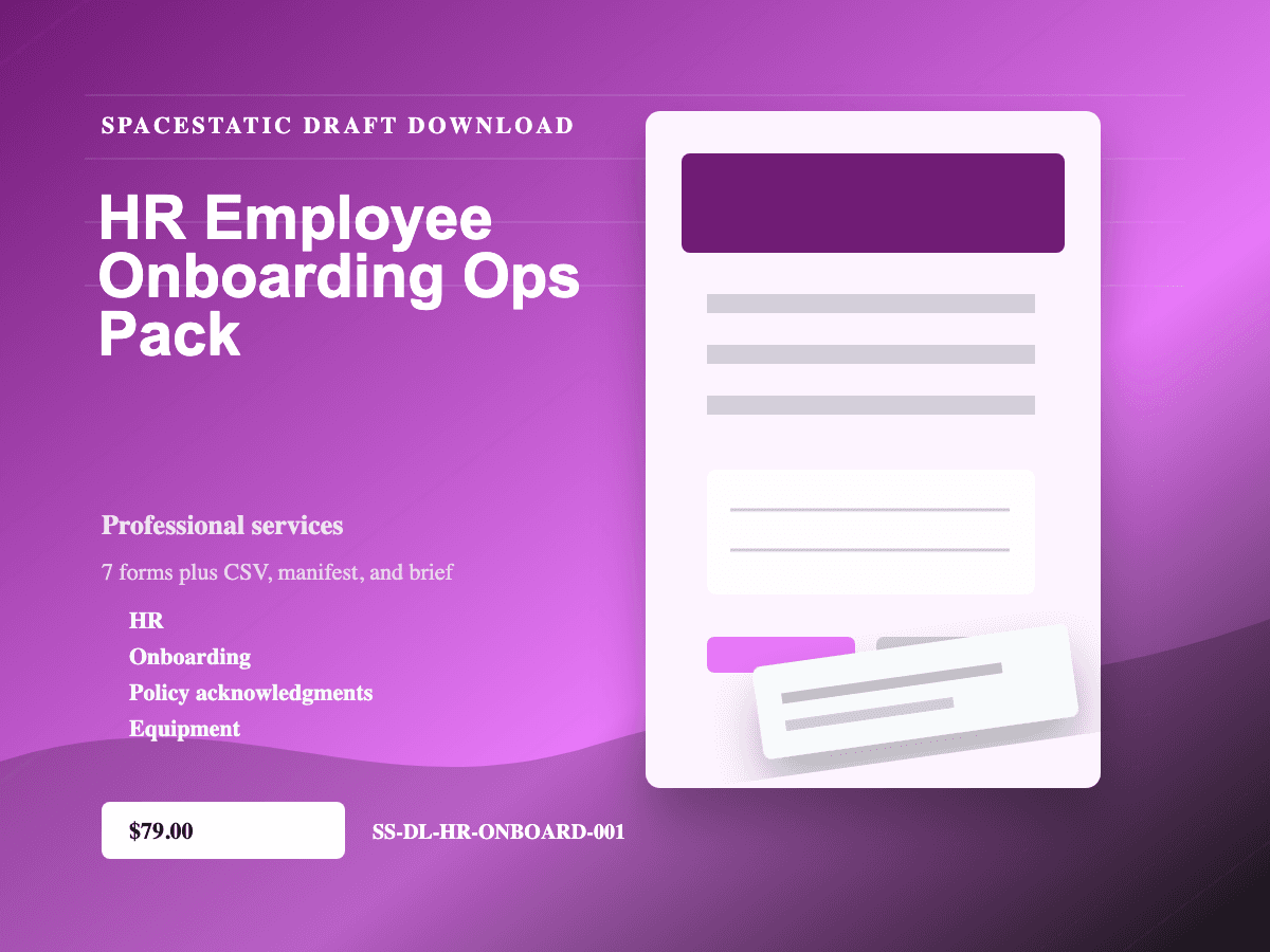 HR Employee Onboarding Ops Pack digital download mockup
