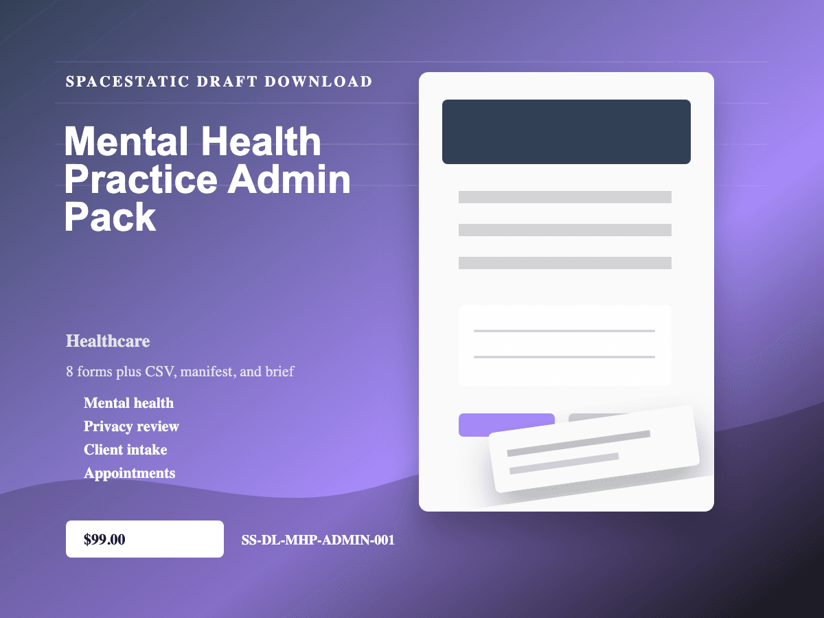 Mental Health Practice Admin Pack digital download mockup