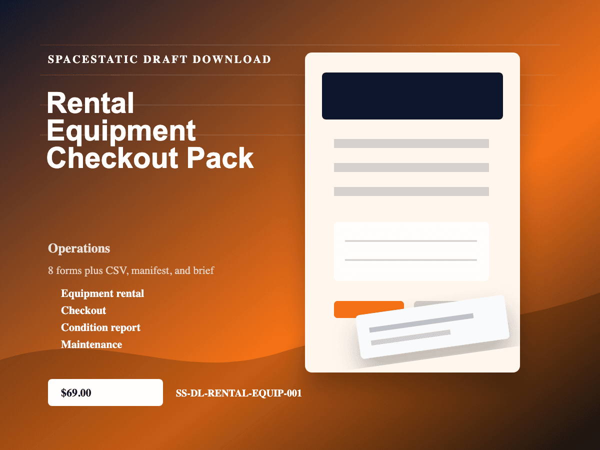 Rental Equipment Checkout Pack digital download mockup