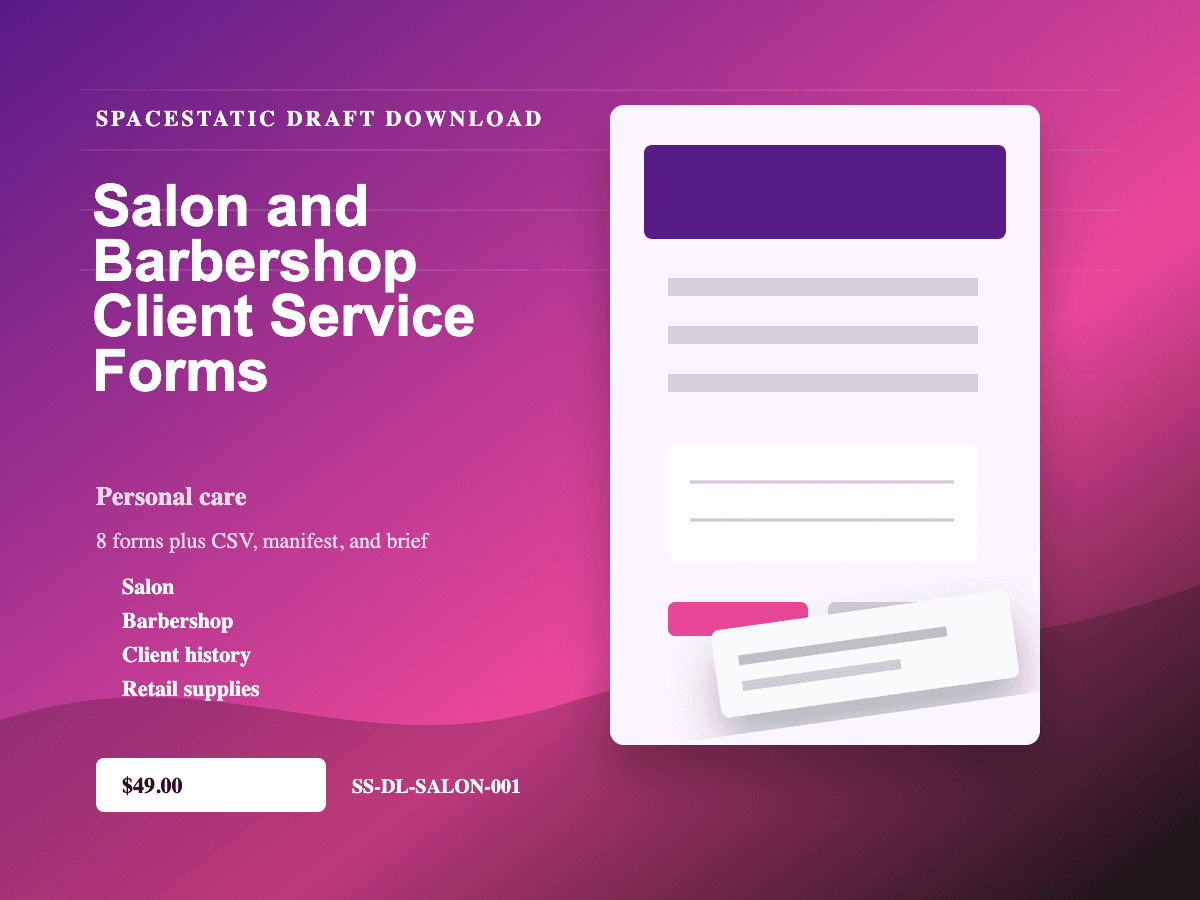 Salon and Barbershop Client Service Forms digital download mockup