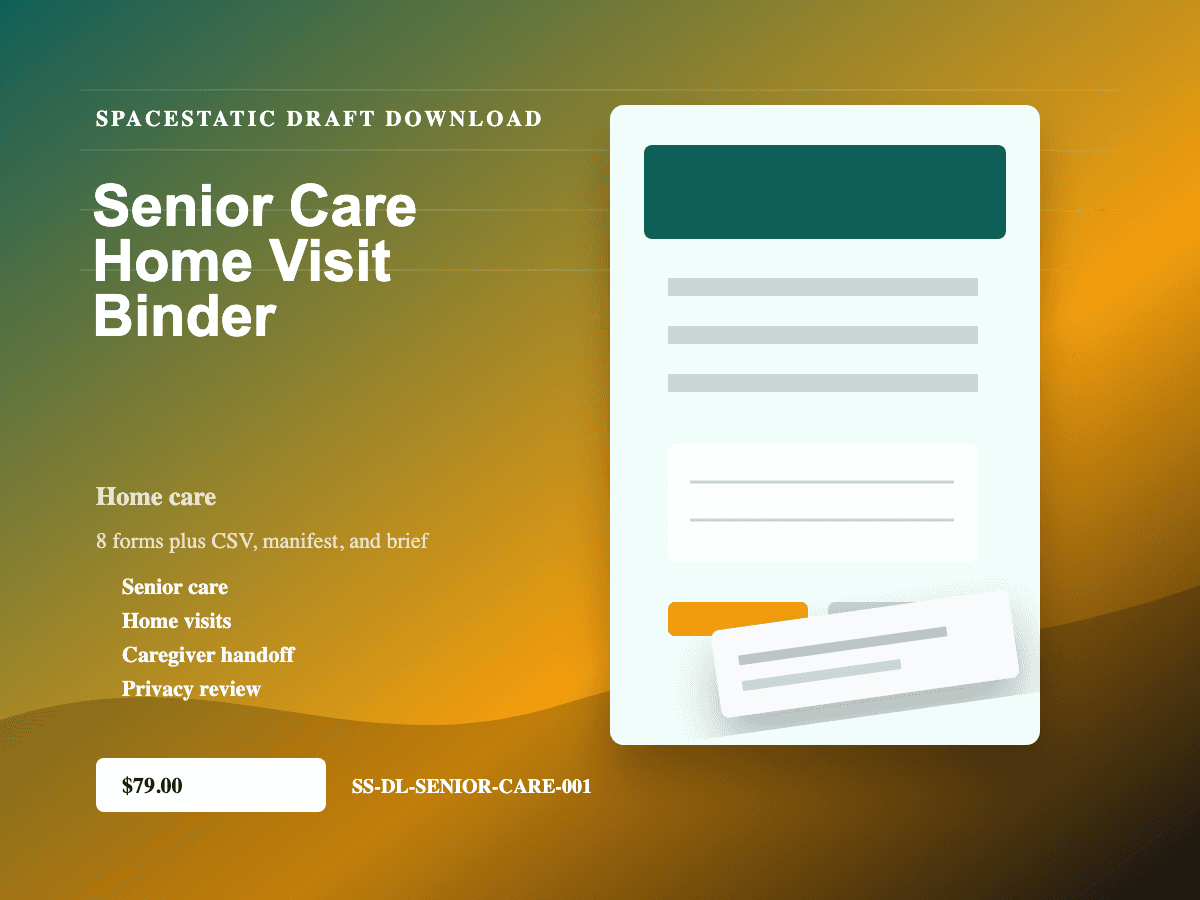 Senior Care Home Visit Binder digital download mockup