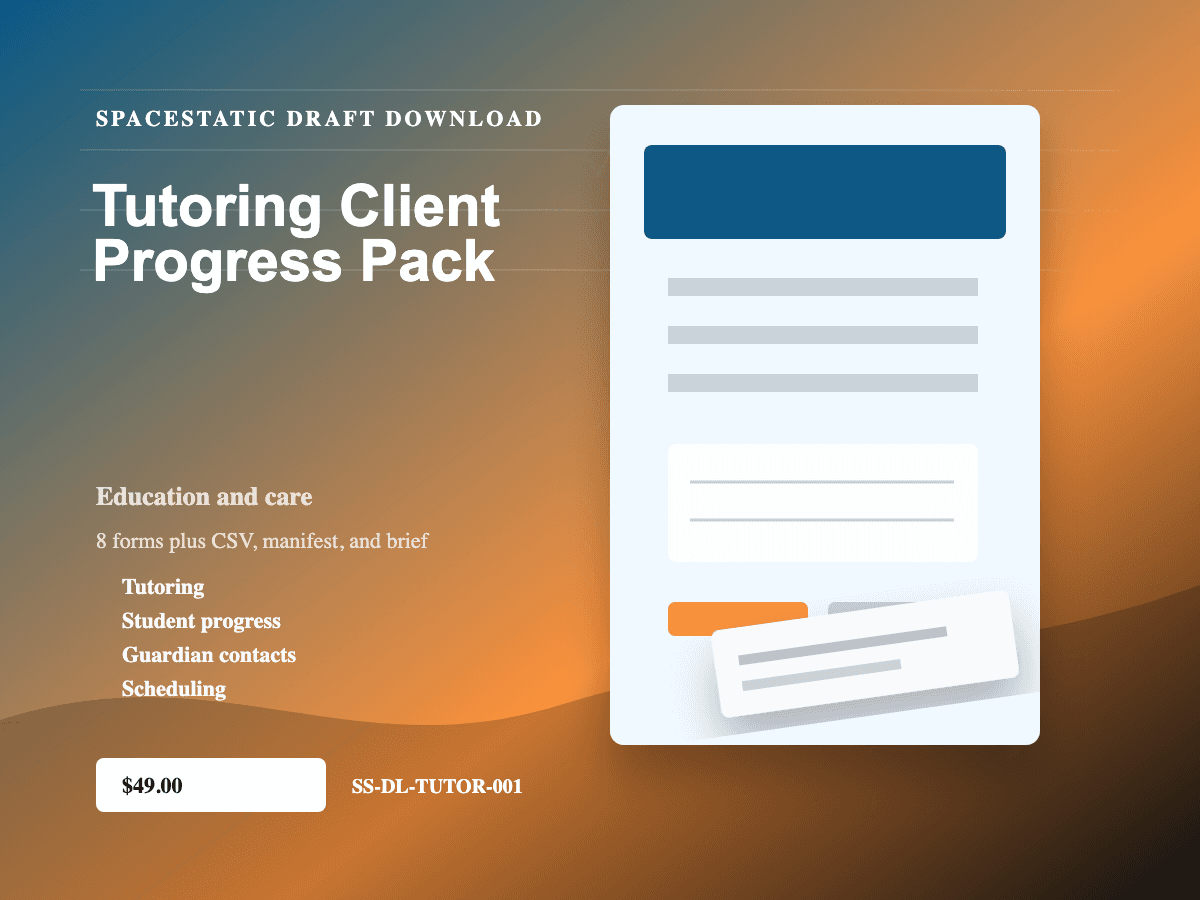 Tutoring Client Progress Pack digital download mockup