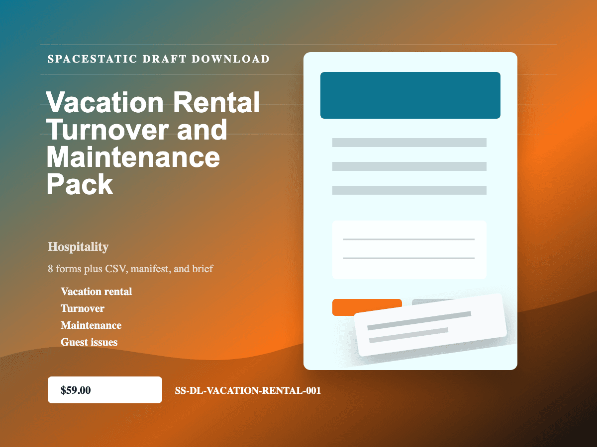 Vacation Rental Turnover and Maintenance Pack digital download mockup