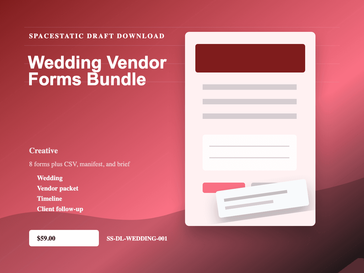 Wedding Vendor Forms Bundle digital download mockup